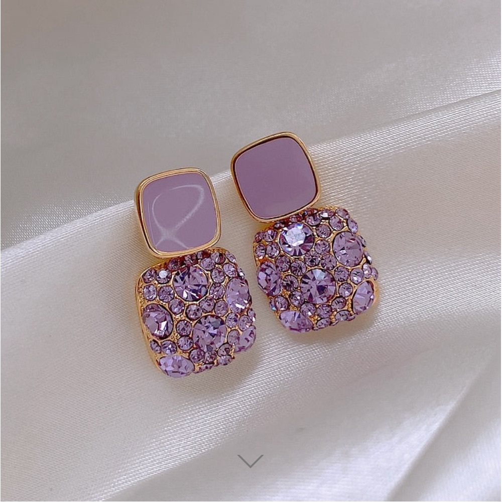 Purple Rhinestone Earrings